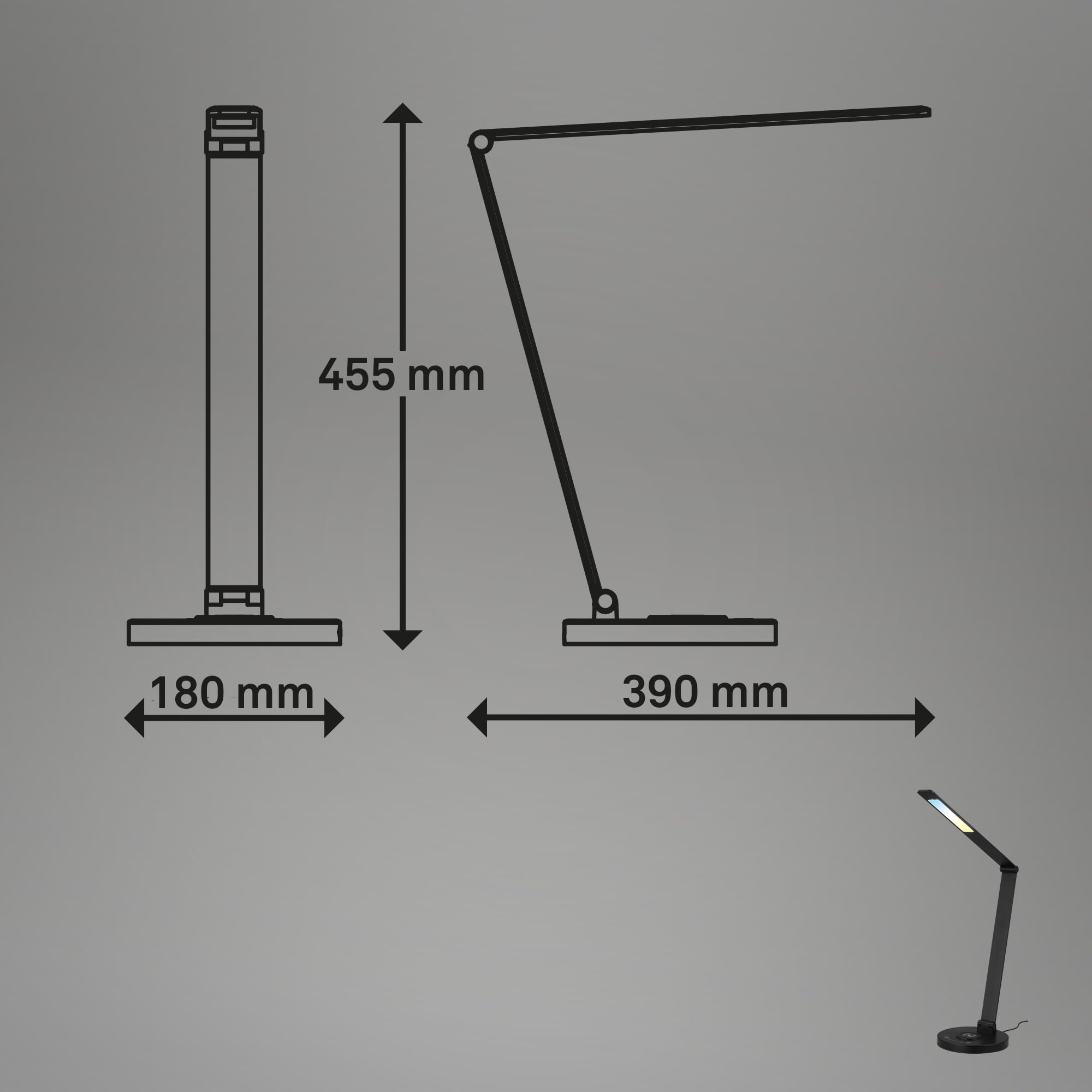 BRILONER - Lampa biurkowa LED z ładowaniem indukcyjnym, możliwość ściemniania, regulowana od ciepłej do zimnej bieli lampa stołowa, lampka nocna, lampa biurkowa do domu, 18 x 44 cm (szer. x wys.),