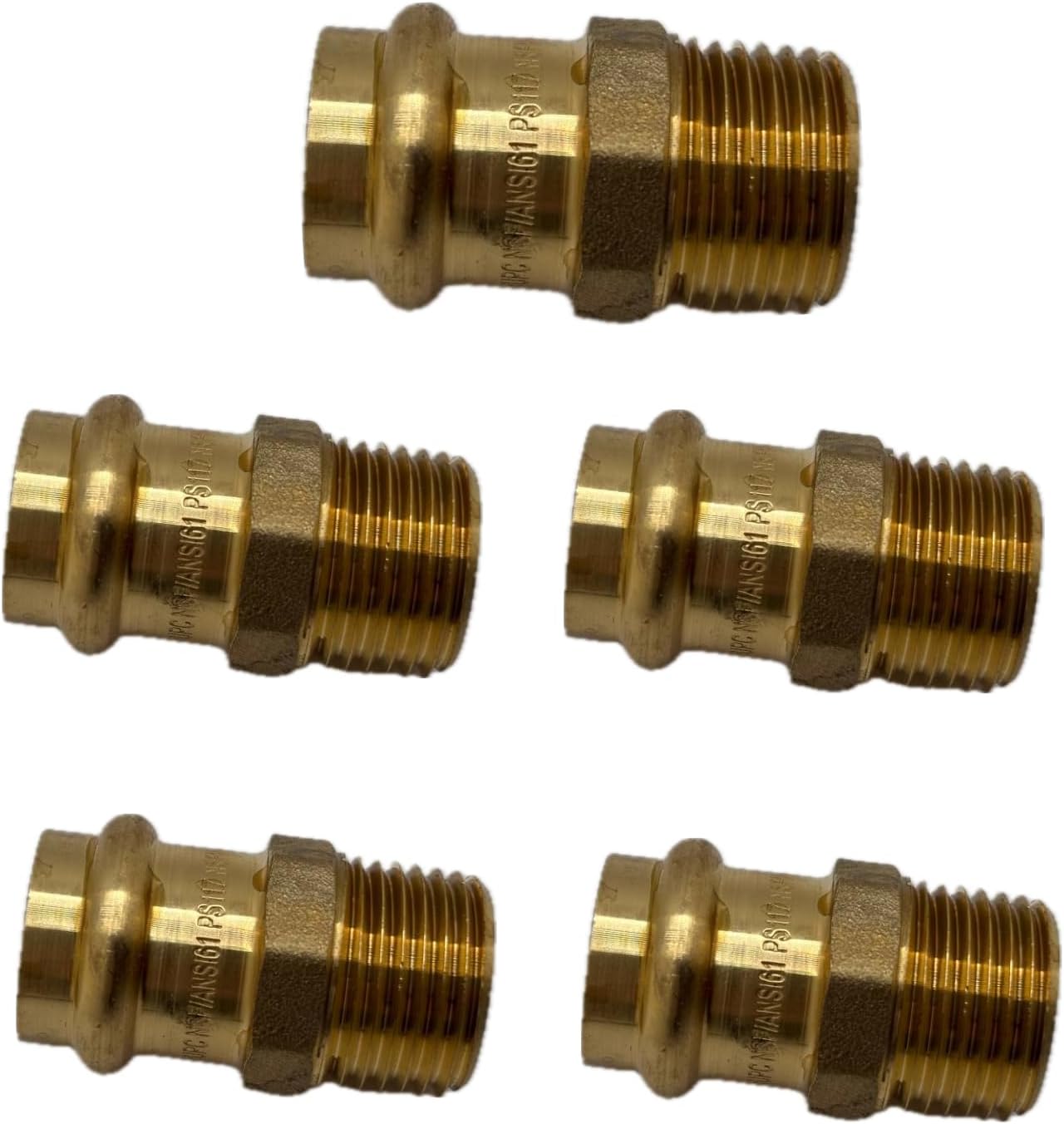 ProPress Fittings 1/2 inch Male Adapter - Press Brass Adapter Fittings 1/2-Inch x 1/2-inch Male NPT Adapter - Connection for Residential, Commercial (Pack of 5, 1/2 Inch)