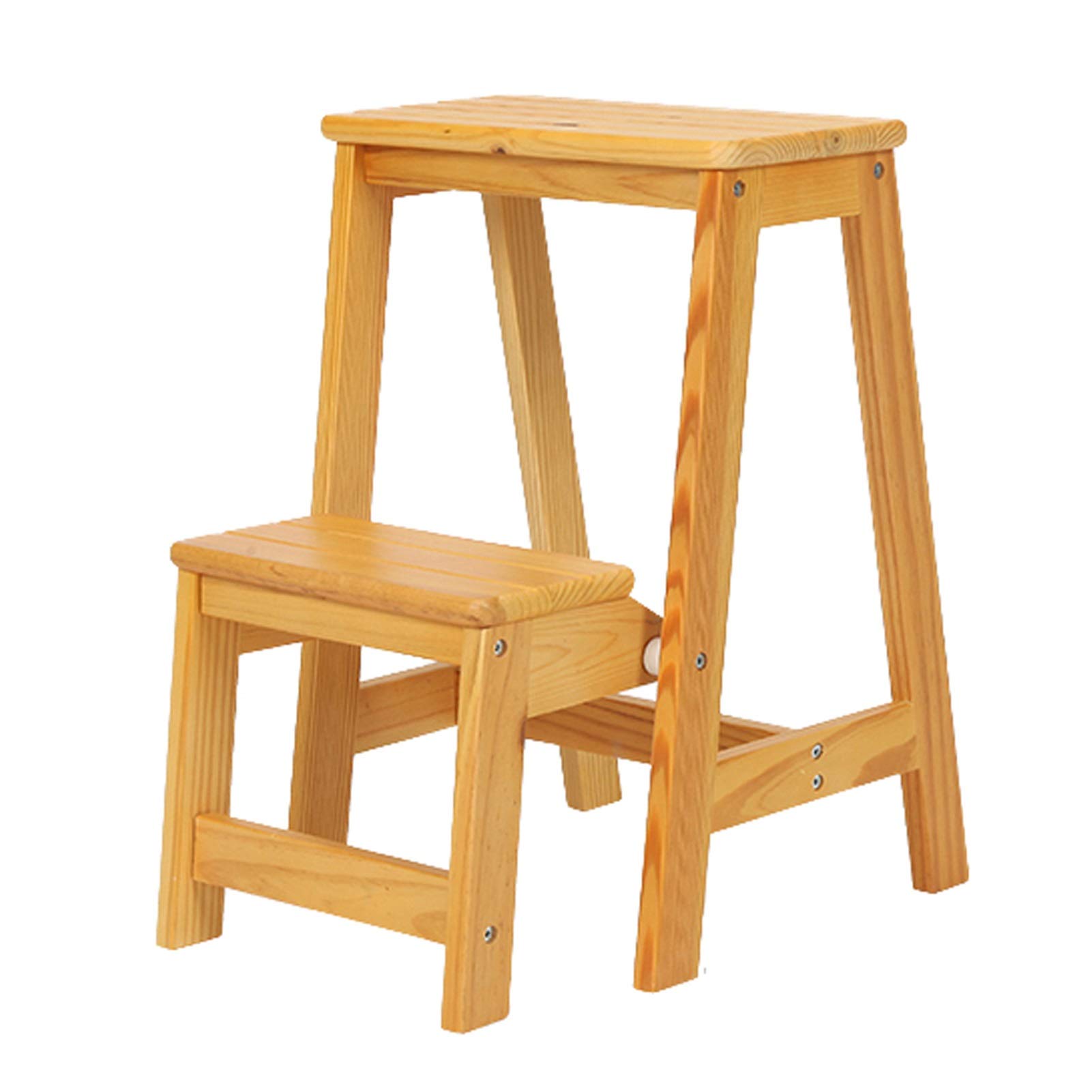 Escabeau en bois massif pliable à 2 niveaux pour cuisine et bureau