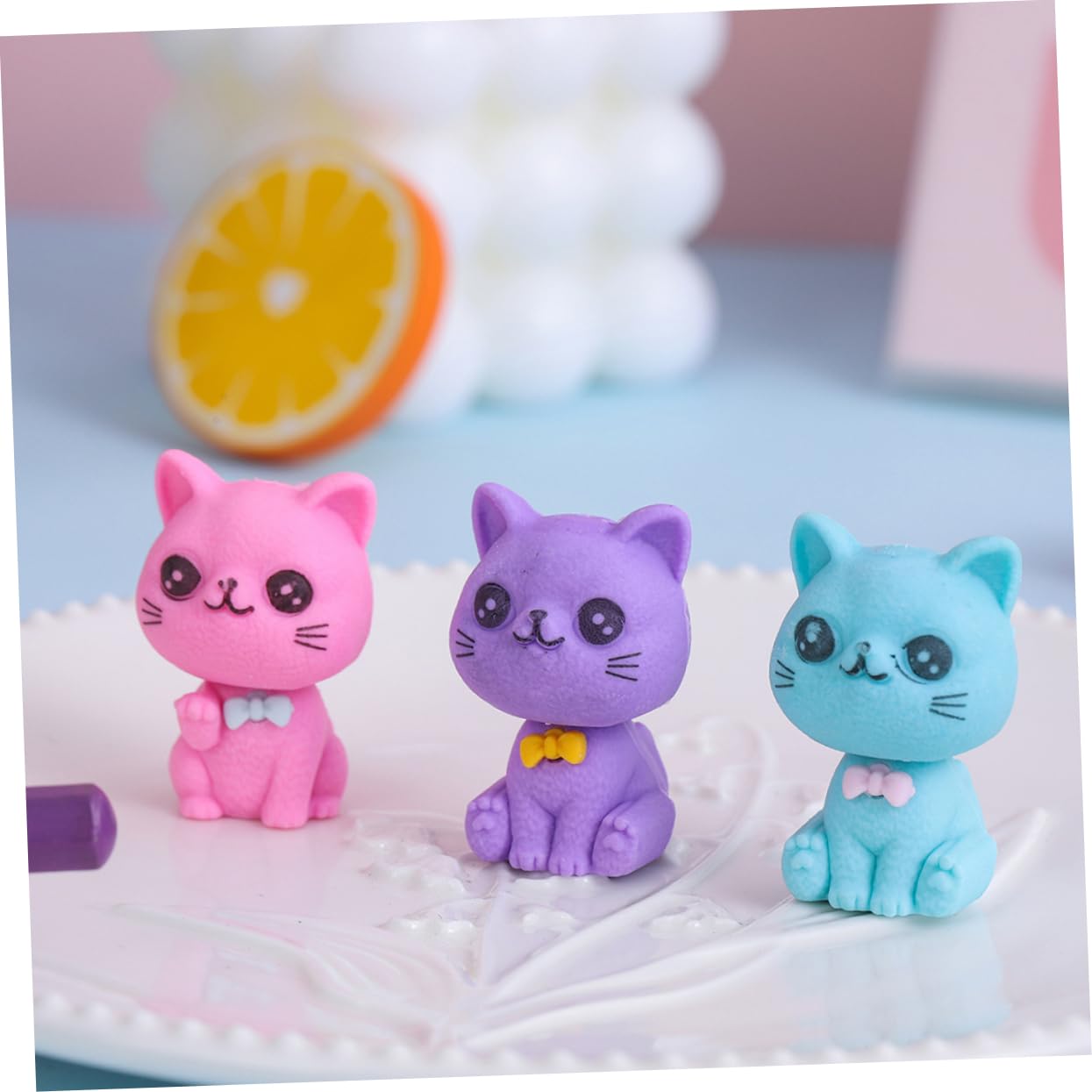Gommes à Papier Chat 48 Pièces TPR, Petites Gommes de Dessin Animé