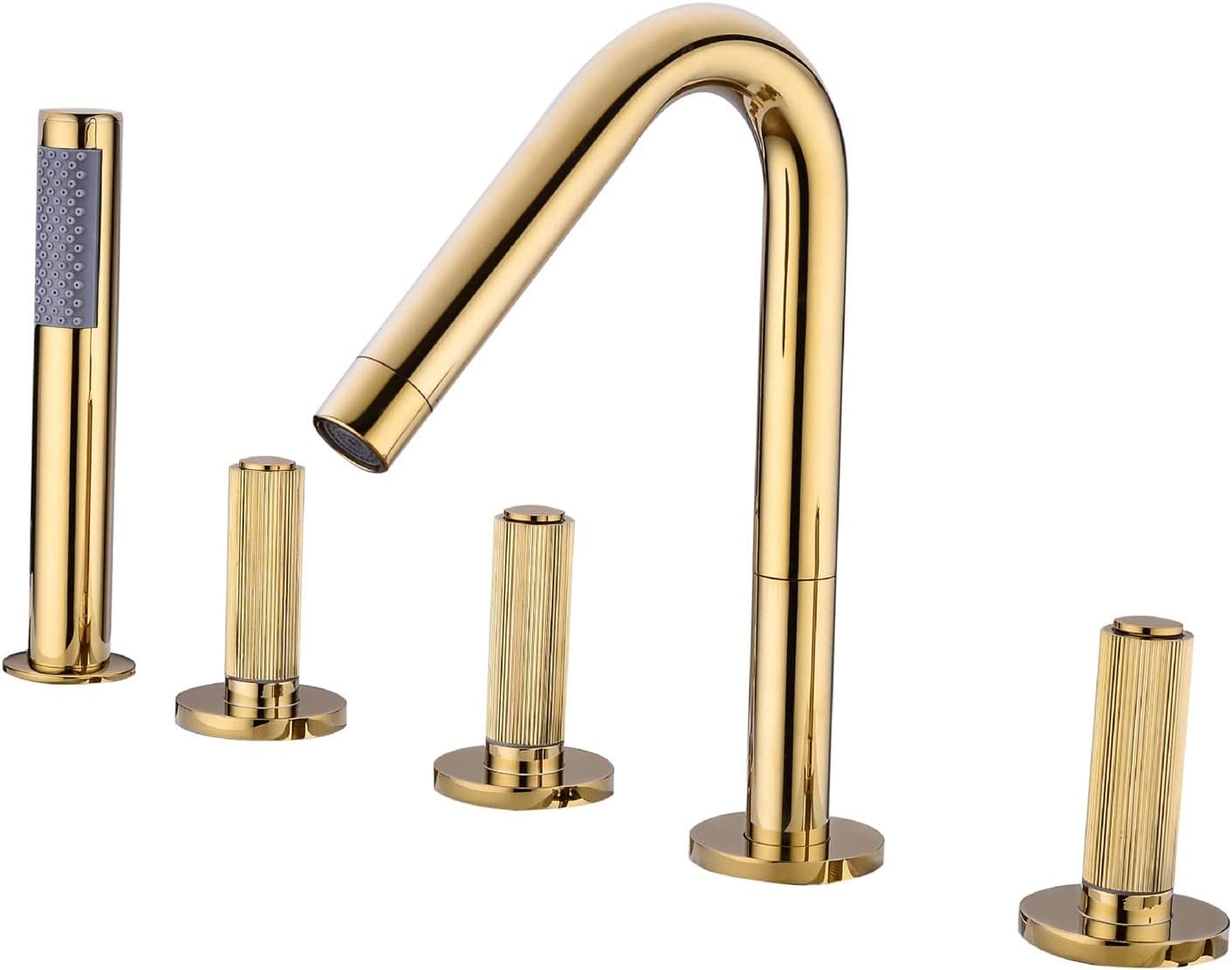 Robinetterie de baignoire dorée haut de gamme style mitigeur luxe 5 trous