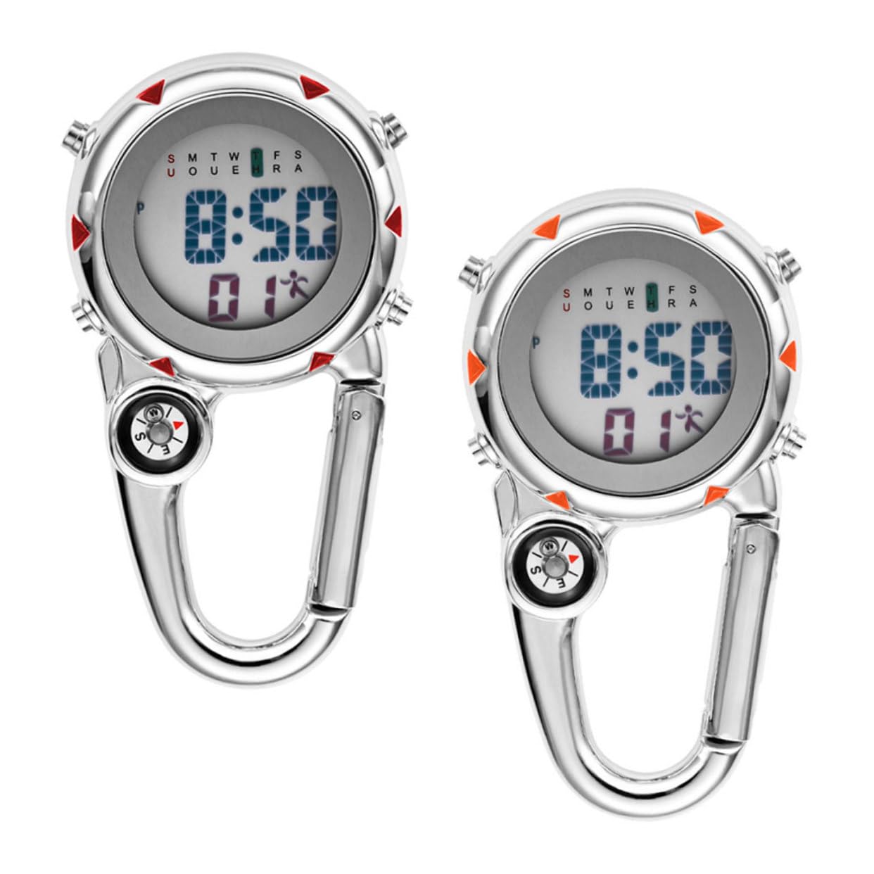 Sosoport 6stücke Multifunktionale Taschenuhr Mit Karabiner Clip Leichtgewichtige Metalluhren Für Outdoor-aktivitäten Für Camping Und Freizeit Farben
