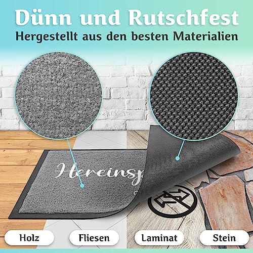 Bodenständig Hereinspaziert Fußmatte [Waschmaschinenfest] in 40x60cm - optimale Größe für die Haustür. Schmutzfangmatten innen, Welcome mat Spruch und Herz