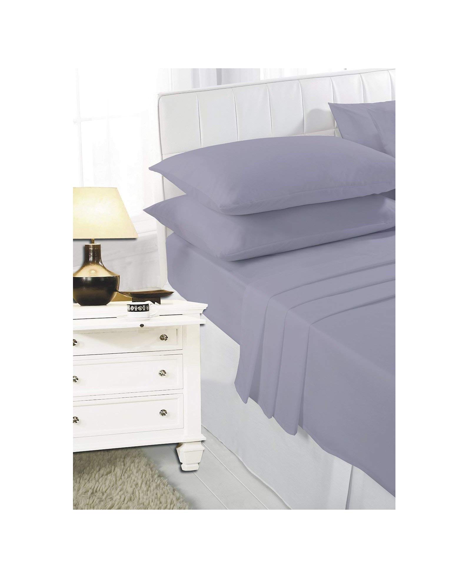 Maria Luxury Bedding & Linen Grey Extra Deep Fitted Sheets 40Cm / 16" Deep Single Double King Super King Fitted Sheets And Pillowcases (Pillowcases (Pair), )
