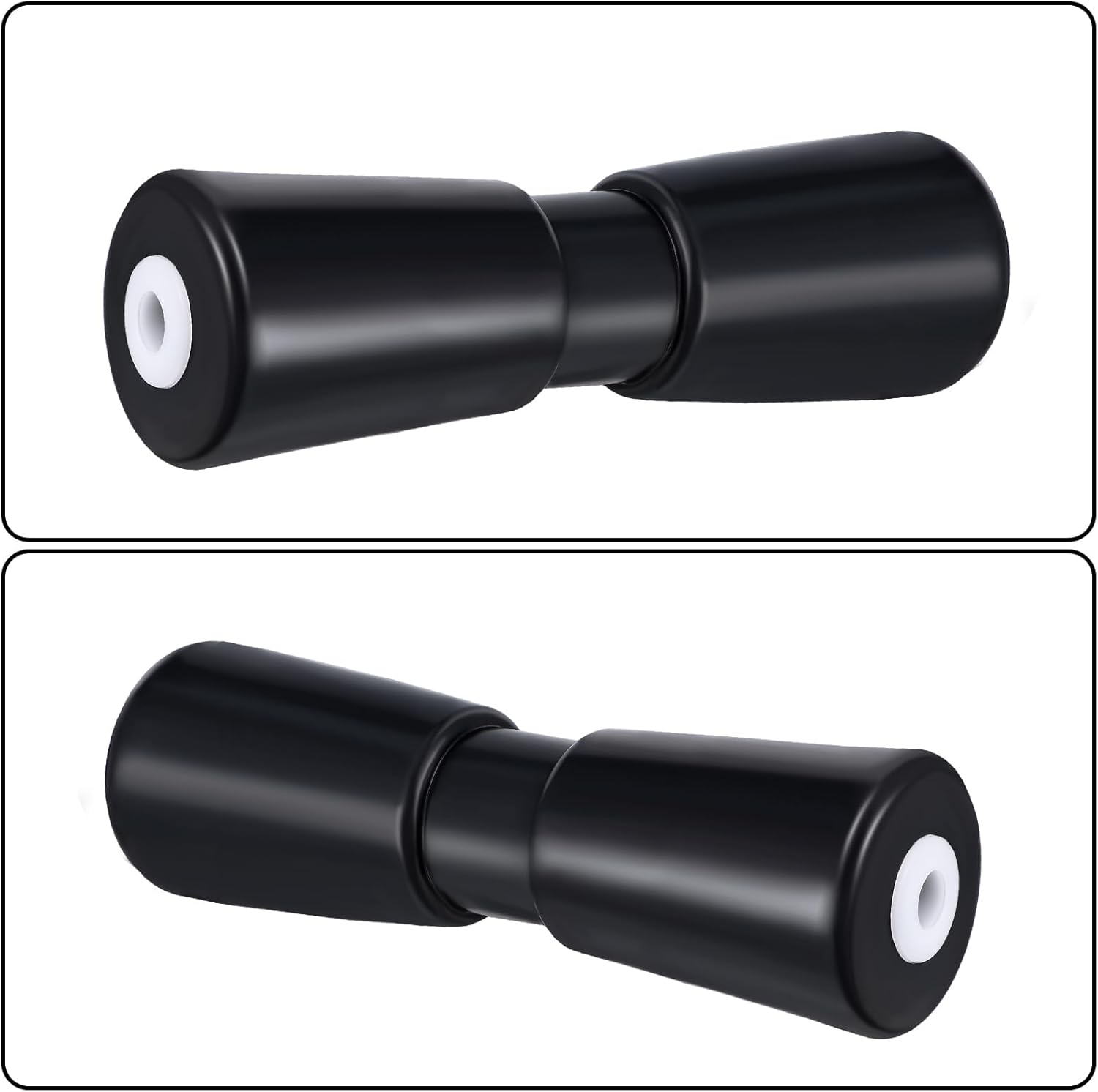 1 Set Heavy Duty Boat Trailer Roller Set Including 1 Black Rubber Shaft Keel Silver Zinc Plated Steel Roller Shaft 2 Nuts for Roller Boat Part Accessories