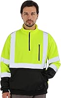 Vista 15 de sesafety Sudadera de seguridad de alta visibilidad para hombre, sudadera con capucha reflectante con cremallera clase 3, sudadera con capucha