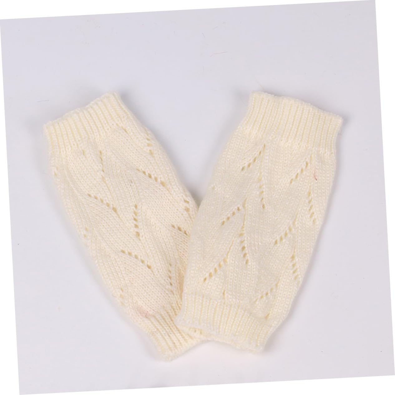 Women’s White Acrylic Knitted Fingerless Arm Warmers for Cold Weather