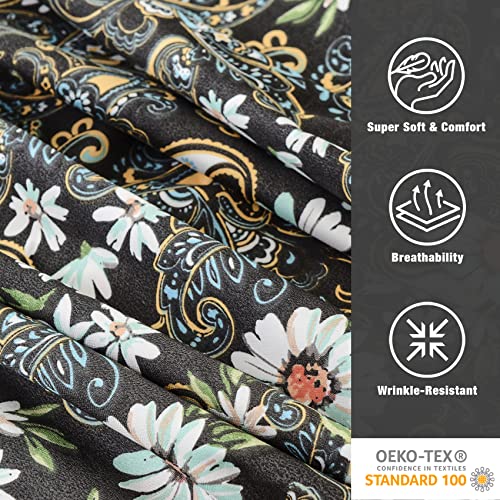 Jsd 6 Piece Black Floral Sheet Set King Size, Soft Paisley Printed Microfiber Sheets With 4 Pillowcases Deep Pocket #TOP5