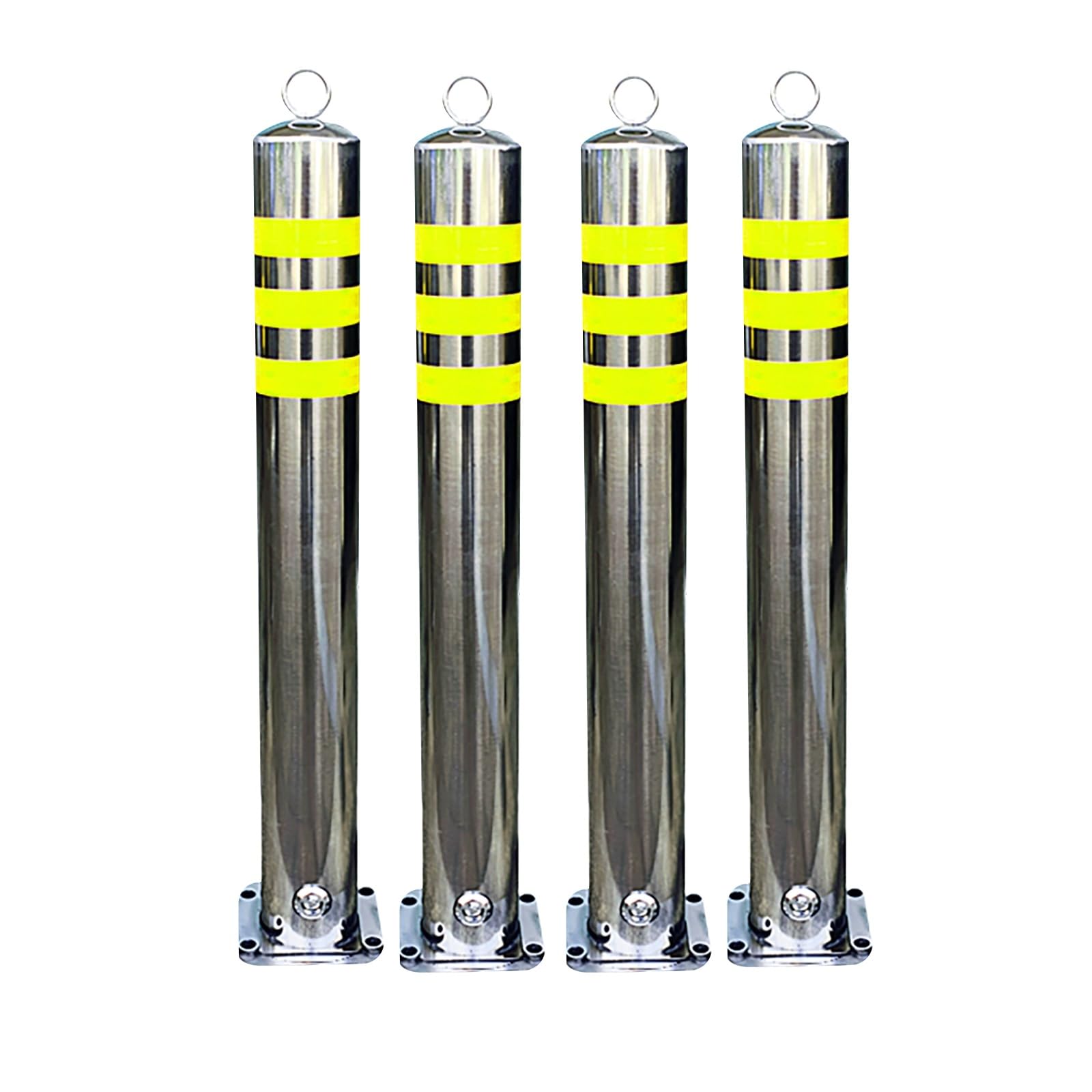 Lot de 4 bornes de sécurité jaunes 750 mm en métal avec boulons