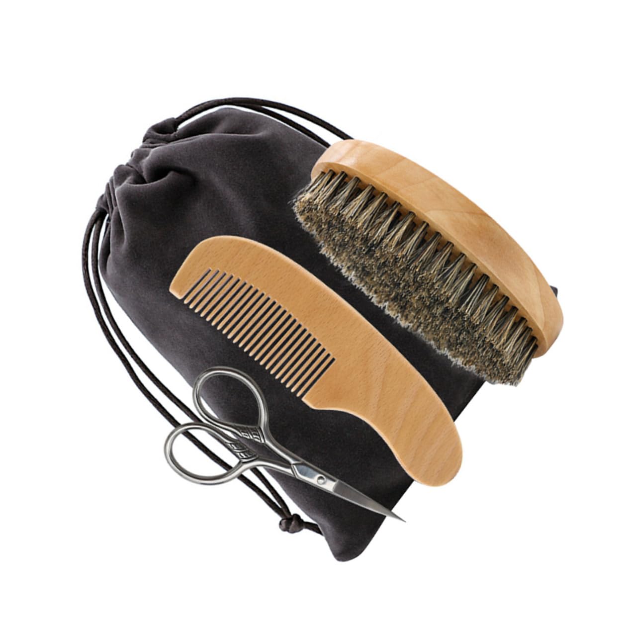 PLAFOPE 1Set Beard Grooming Kit for Men Beard Care with Beard Scissors Brush and Comb Durable Tools for Shaving and Styling Present for Bearded Men