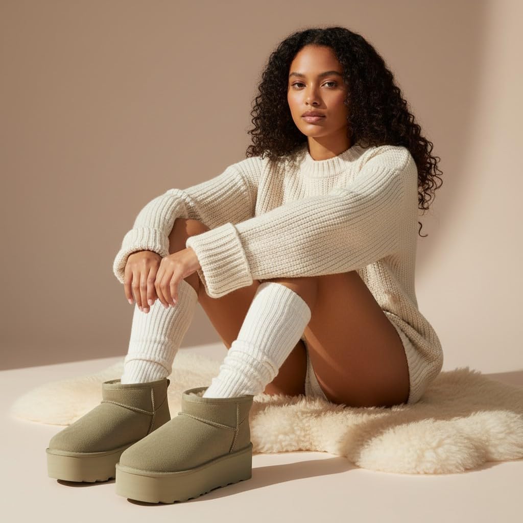 CUSHIONAIRE Hippy Women’s Platform Ankle Boots – Genuine Suede, Faux Fur Lining, Cozy Winter Slip-On Design, Comfortable Footwear with Wide Widths Available - Image 2