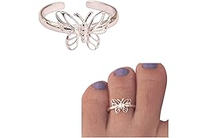 Butterfly Animal Ring in Sterling Silver - Delicate Adjustable Toe Ring for Women