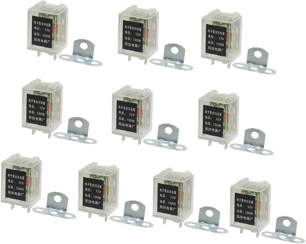 New Lon0167 10 Pcs Featured Motorcycle Flasher Relay reliable efficacy 3 Terminal DC 12V 130W for Turn Singal Light(id:81d 98 7c 1e8)