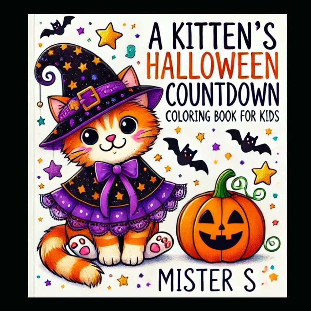A Kitten's Halloween Countdown: Coloring Book for Kids