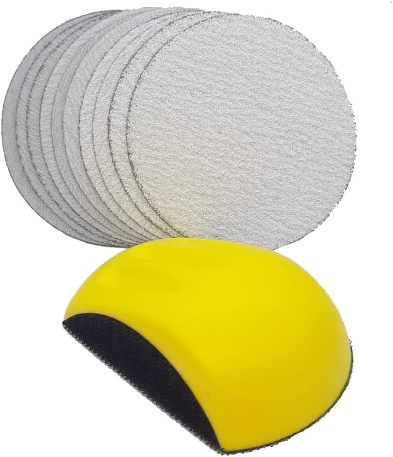BTwood - Lijadora manual de bloque de lijado de 5 pulgadas para madera, metal, paneles de yeso, superficies pintadas y carpintería + 10 discos de