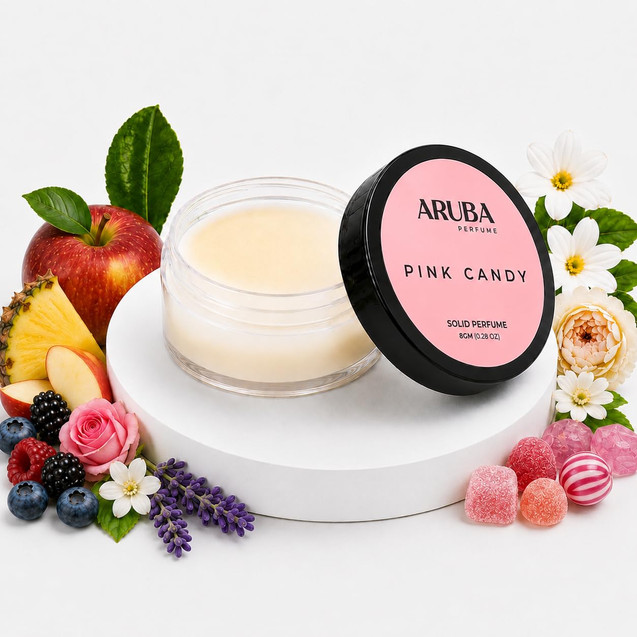 Pink Candy Solid Perfume for Men & Women 8g | Alcohol-Free Balm, Long Lasting Fragrance, Travel Friendly, Beeswax & Coconut Oil, Pocket Size-image-21