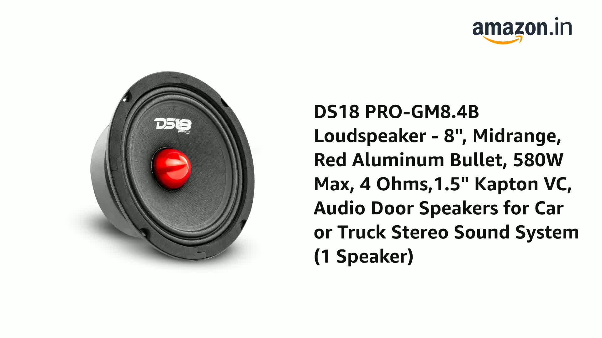 DS18 PRO-GM8.4 Loudspeaker - 8", Midrange, Black Steel Basket, 580W Max, 190W RMS, 4
