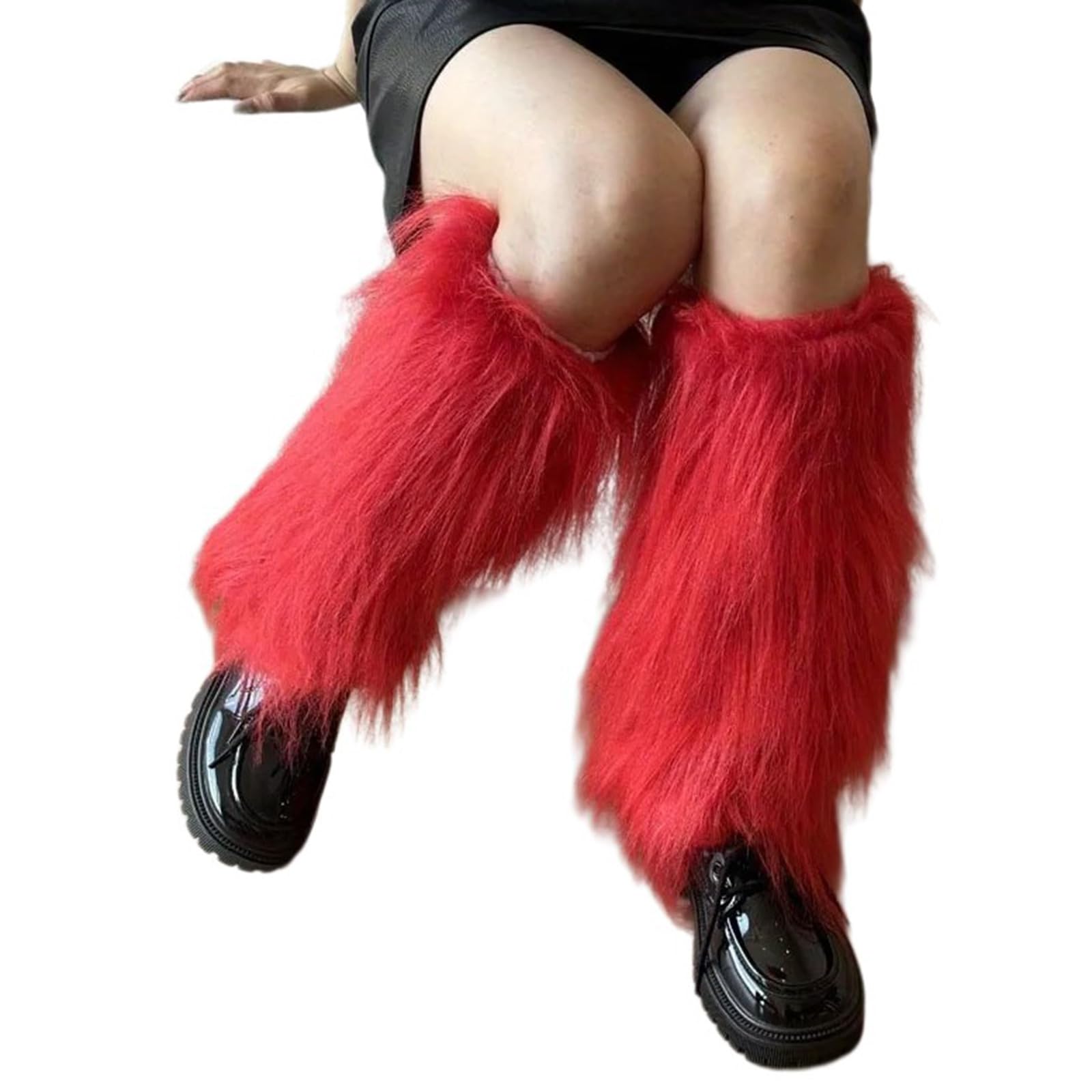 Maxtonser Aesthetic Punk Fuzzy Leg Warmers for Women Soft Thickened Plush Boot Cuffs Covers for Winter Fashion and Costume Parties
