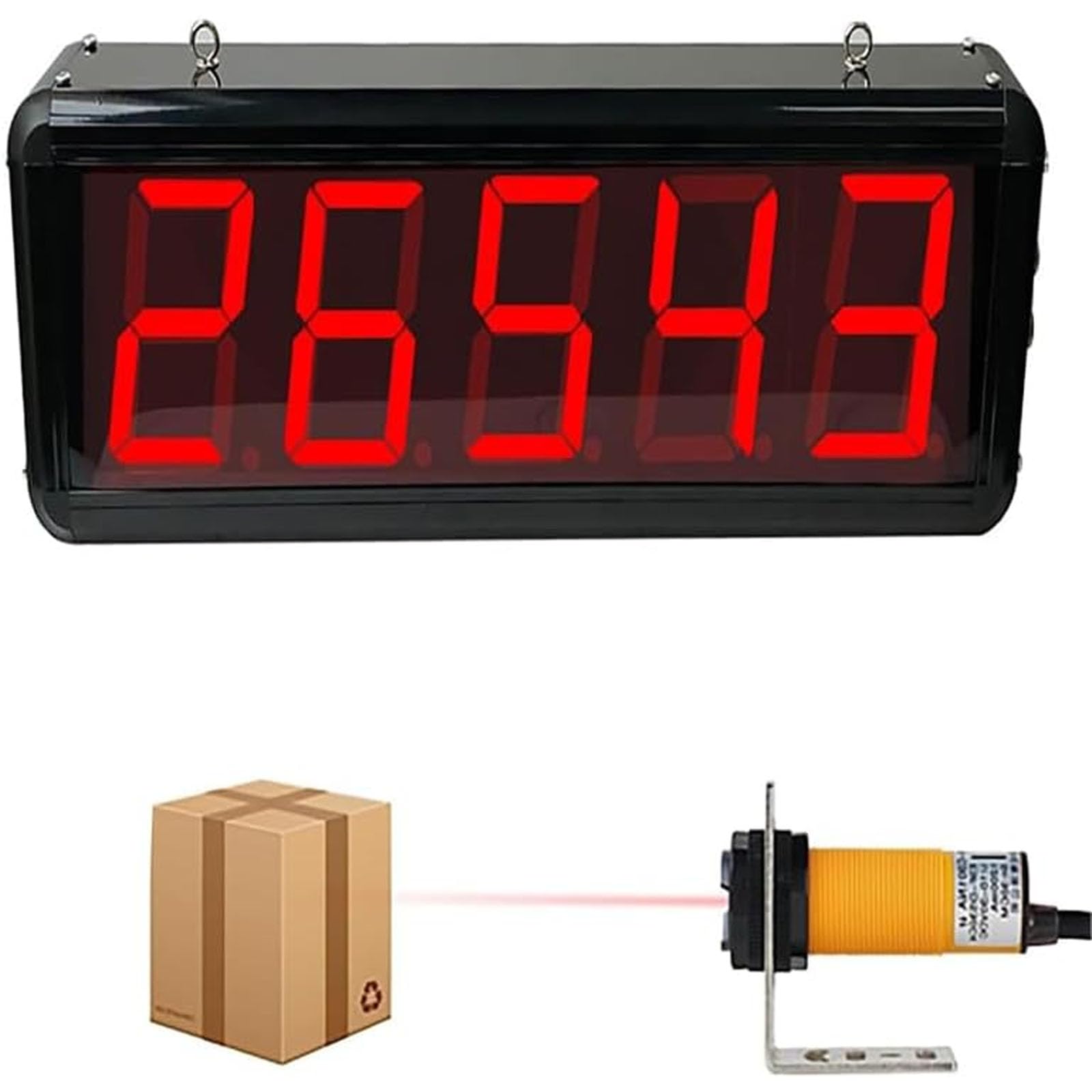Digitaler Zähler, 3-Zoll-LED-Display mit Fernbedienung, Power-Off-Speicher, zählt bis zu 99999, Induktionsabstand 0-5M, für Produktionslinie, Förderbänder, Fabriken