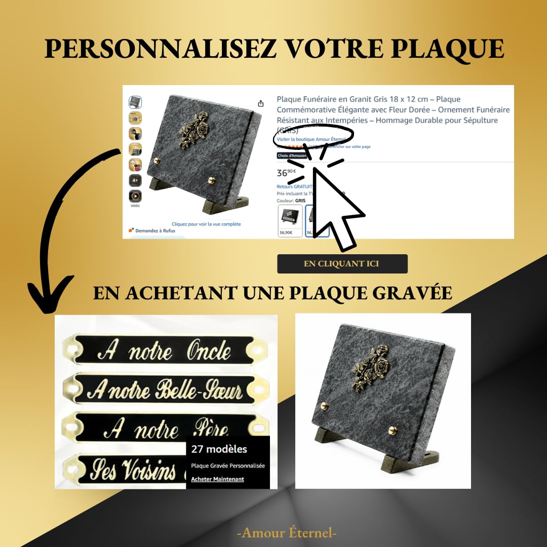 PAR - Plaque funéraire sans inscriptions - Inters pré-gravés à acheter séparement (RECTANGLE SANS INSCRIPTION)