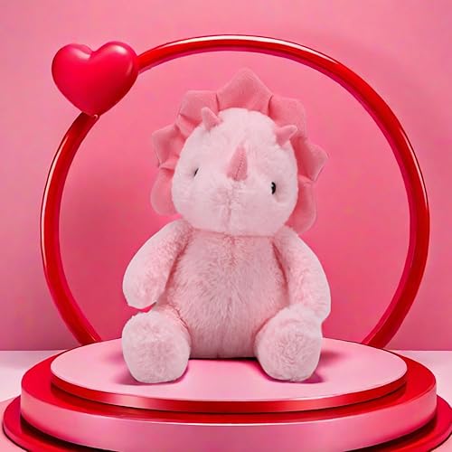 Miniatura 2 de VANLINNY Animales de peluche de dinosaurio, juguete de triceratops de dinosaurio rosa para niños, lindo peluche de dinosaurio de 9 pulgadas, regalo