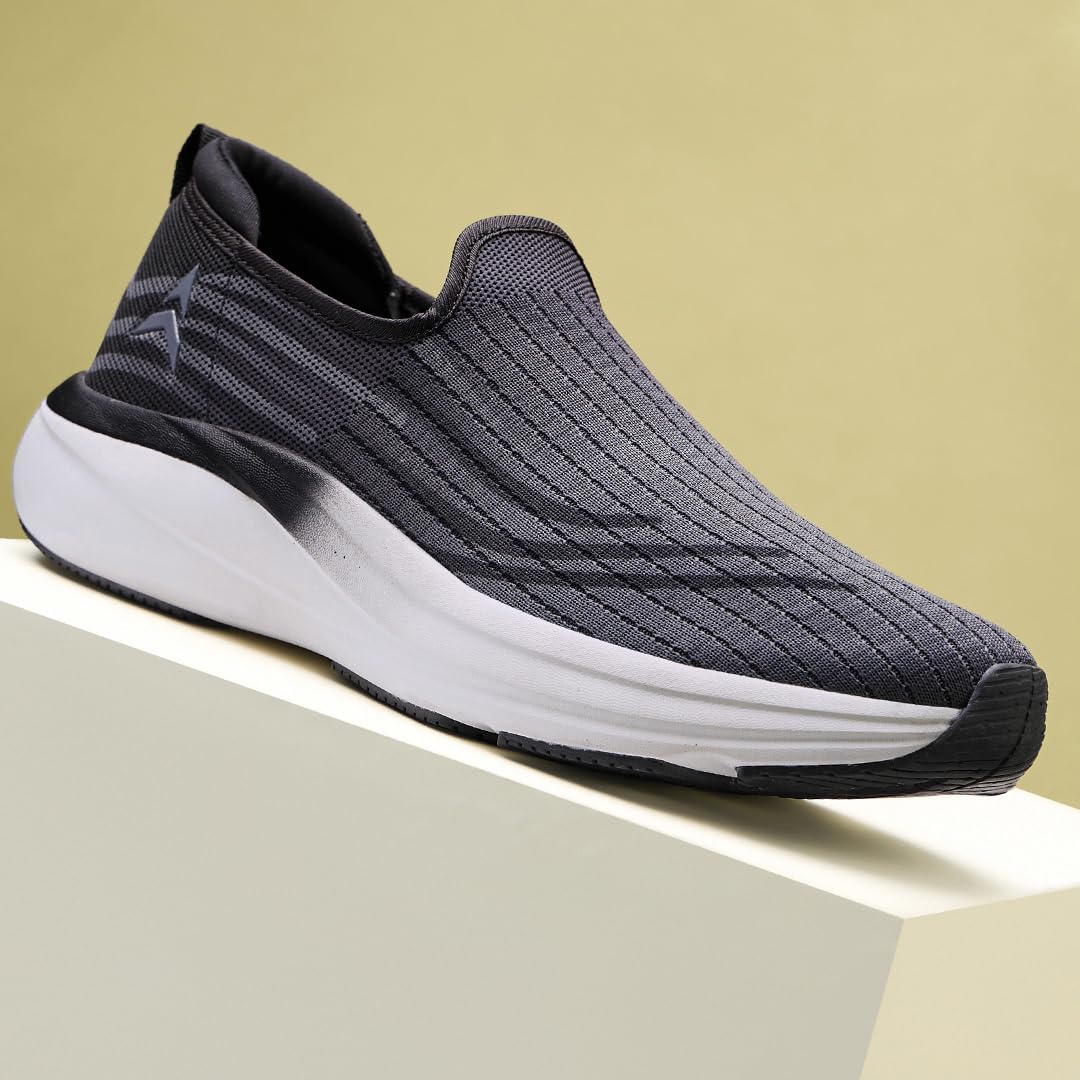 AVANT Men's Lujo Slip on Walking Shoes-Superior Traction,Anti Skid, Lightweight, Multi Directional Flexibility, Enhanced Cushioning, Sports Footwear (AVMSH159CL01UK10_D.Grey_UK 10) 2