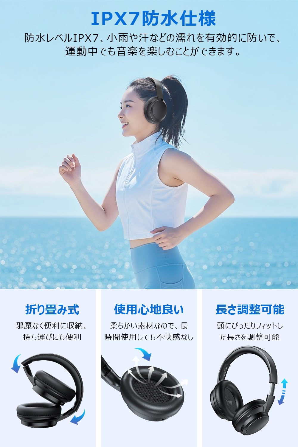 【Amazon.co.jp Exclusive】 Industry First Bluetooth 5.4 Headphones, Bluetooth Wireless Headphones, ANC Noise Cancelling, Wired and Wireless Dual Use, Up to 35 Hours Playback, Built-in Microphone - 5