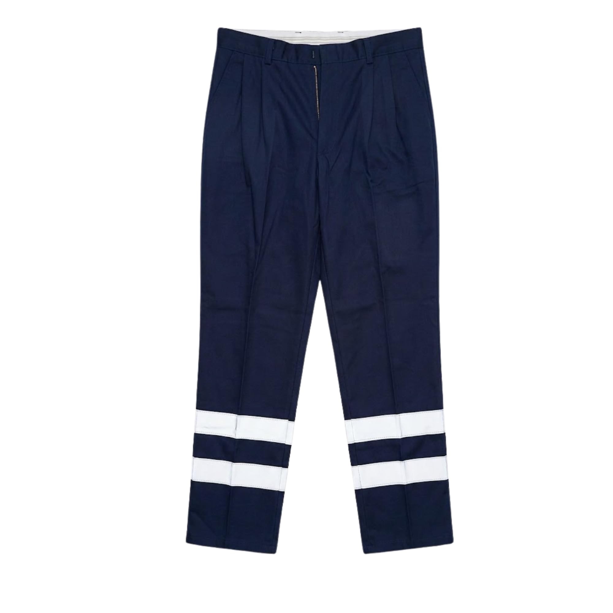Burakh Men's Navy ’S Hi-Vis Work Trousers High Visibility Safety Pants With Reflective Stripes, Durable Workwear Size 34 Regular (Navy)