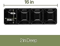 Vista 6 de Plasticpro Bandeja de servir de plástico rectangular de 4 secciones/platillo (2, Negro)