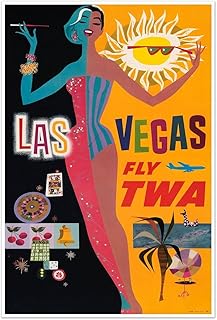 Fly TWA Airlines Las Vegas Travel Print | Art Print Poster Vintage Wall Decor (18 x 24 inches)