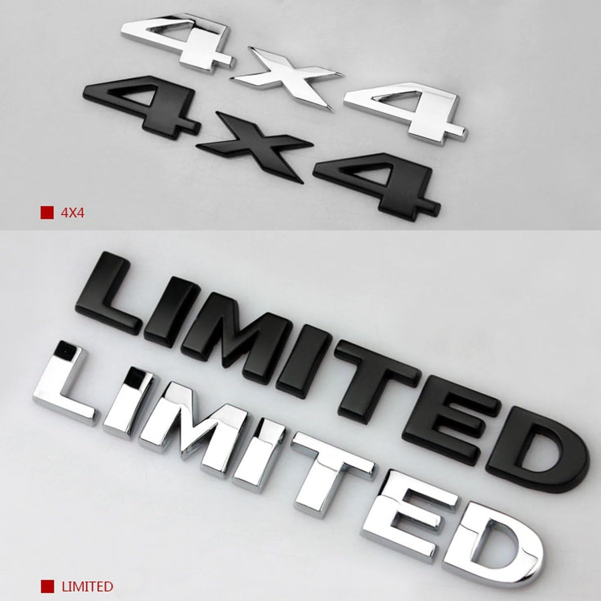 Dsycar Auto Tuning 4 X 4 + Limited Chrome 3D Decal Emblem Sticker Liberty Nameplate Badge Limited Trunk Hood Door (Silver)