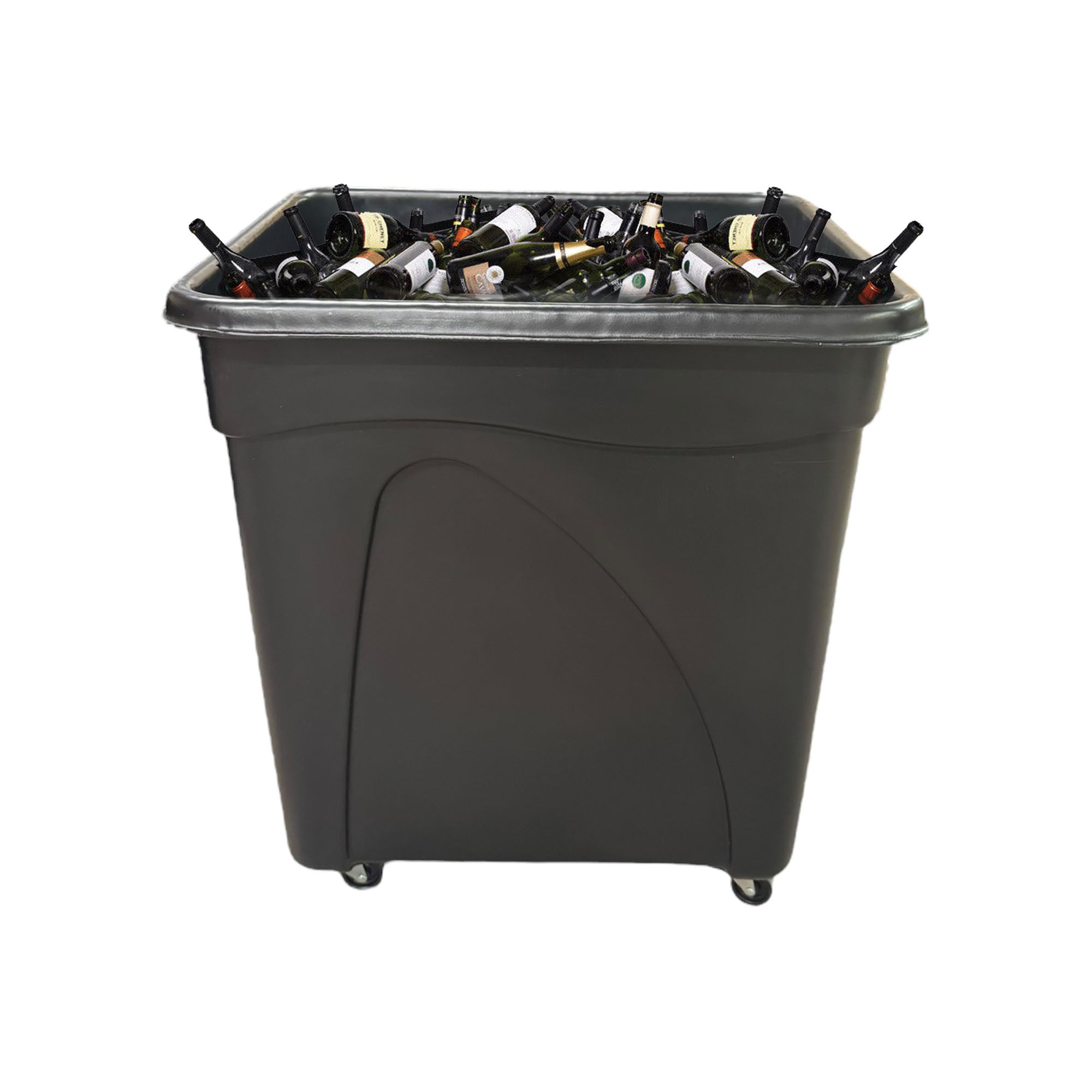 Chabrias Ltd Mobile Glass Bottle Recycling Bin, 250 L Bottle Skip/Bar Truck โ Heavy-Duty UK-Made, Leak-Resistant Smooth Interior, Stackable Design, 4 Swivel Castor Wheels โ Black