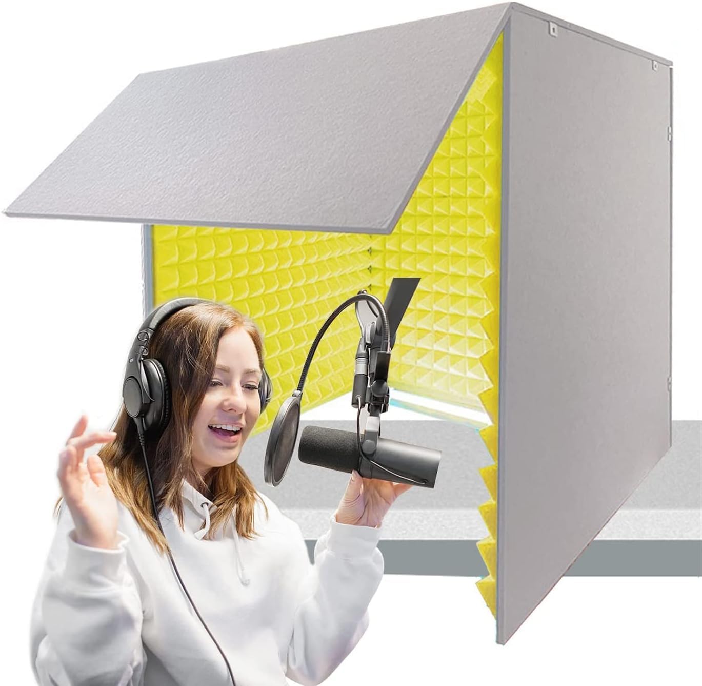 Panele piankowe dźwiękoszczelne na biurko, kabina dźwiękoszczelna 80 * 80 * 80CM, pokrywa dźwiękoszczelna(Giallo)