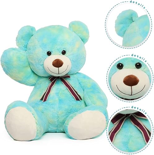 Miniatura 3 de Tezituor Oso de peluche gigante, peluche grande, osos verdes arco iris, regalos para San Valentín, Navidad, cumpleaños, 40 pulgadas