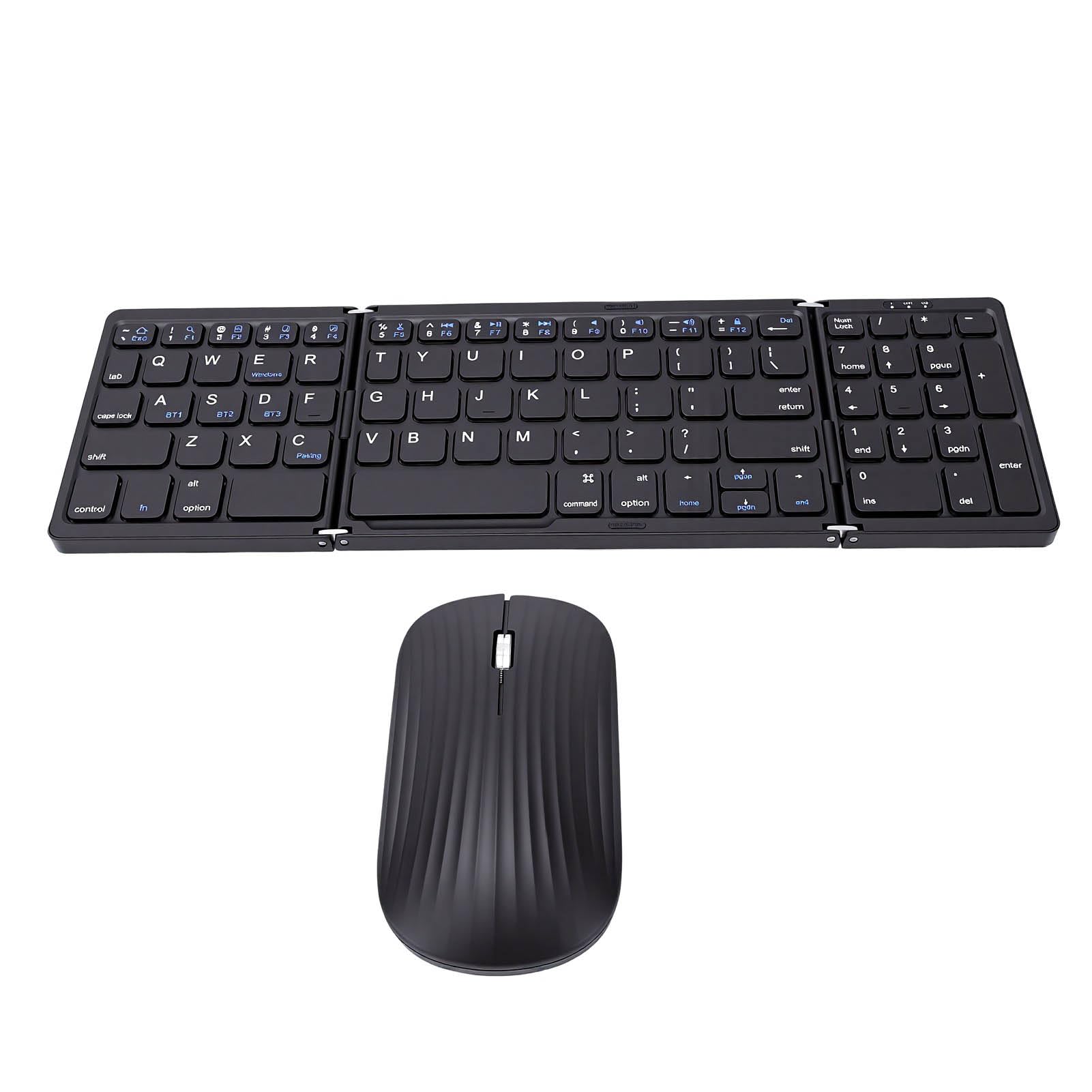 Jectse Tastiera Bluetooth Pieghevole con Tastierino Numerico, Tastiera Wireless e Set Mouse per Tablet Smartphone