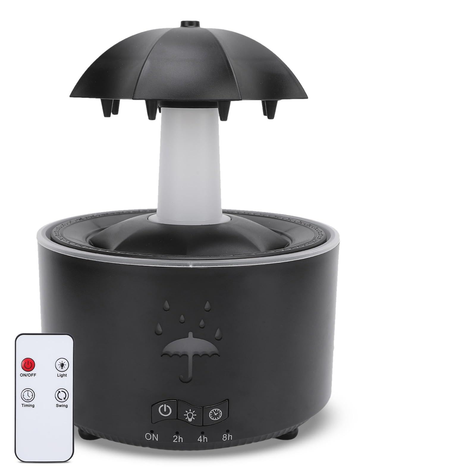 Umidificatore a Ombrello Rotante, Umidificatori a Goccia di Pioggia per Camera da Letto, Diffusore di Oli Essenziali con Luci LED a 7 Colori, Diffusore di Oli Essenziali per (EU)