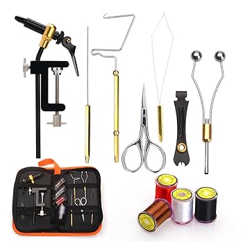 木製フライタイイングツールと毛ばり作成材料のセット 木製フライタイイングツールと毛ばり作成材料のセット フィッシング