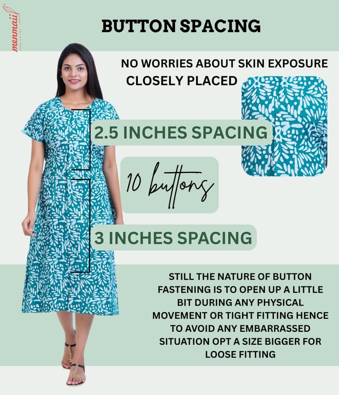 Image of MENMAII Women's [L-4XL] Full Open /Front Buttoned [a Kind of Adaptive Clothing] Multipurpose Nighty for Maternity /Pregnancy /Elderly /Patient /Feeding /Hospital Purpose Nighty Calf Length