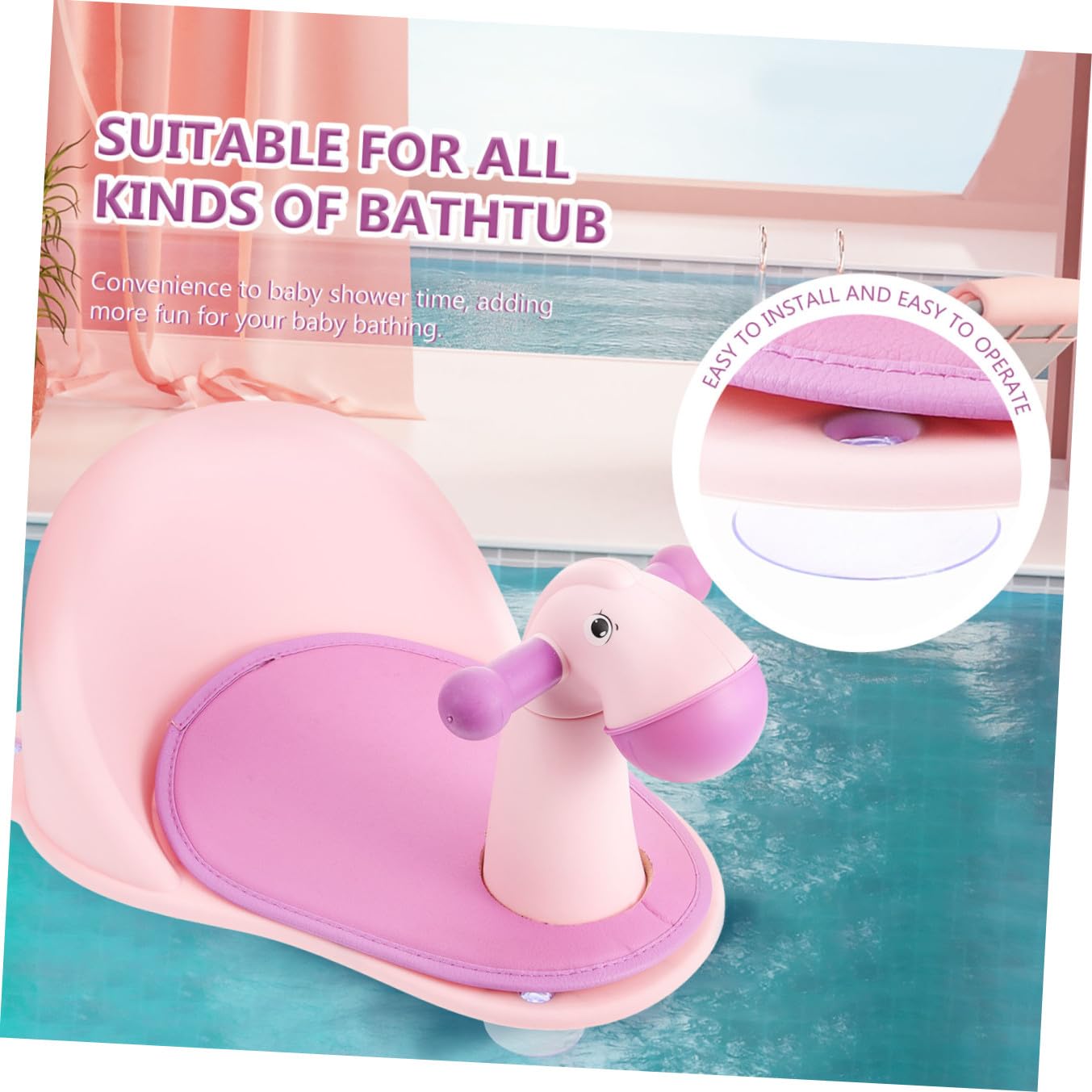 ORFOFE Babysitz Badewanne Monate Rutschfester Junge Mädchen Duschstuhl mit Rückenlehne und Tierdesign Pferd für Sicheres Baden und Entspannte Eltern junge Mädchen