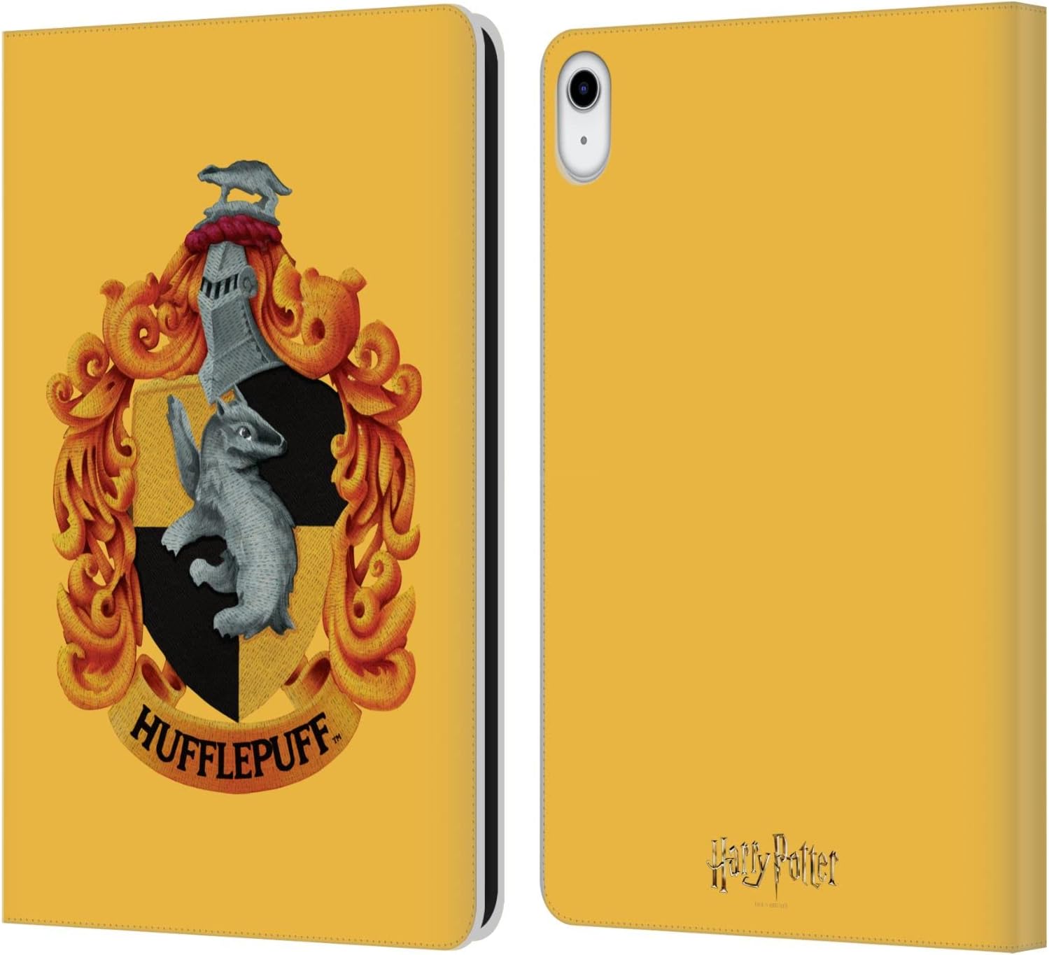 Head Case Designs Officially Licensed Harry Potter Hufflepuff Crest Chamber of Secrets I Leather Wallet Case Compatible with Apple iPad 10.9 2022/2025
