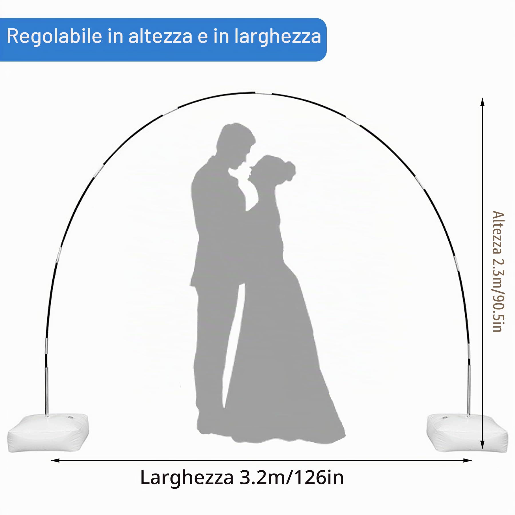 Kit Arco Palloncino Rotondo,Kit Arco Palloncini Bianco,Materiale Riutilizzabile,Supporto per Palloncini da Sscrivania Regolabile,utilizzato per compleanni,matrimoni,Natale e altre feste