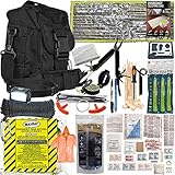 PREPPER'S FAVORITE: Compact Disaster 72 Hr Survival Kit with Food, Water Straw Filter, First Aid, Fire Starter, Tools, Lights and Sleeping Bag. Ideal For Get Home Bag, Mini Bug Out Bag, Earthquake Kit