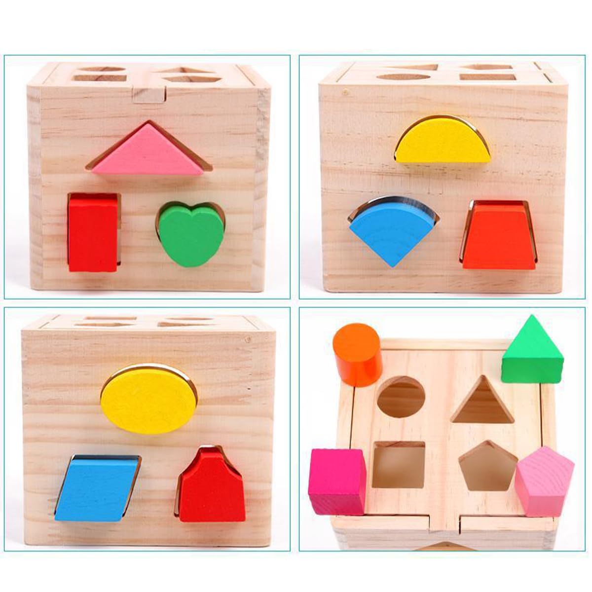 Amazon.co.jp: 木製パズル 型はめ 形合わせ ボックス 幾何学