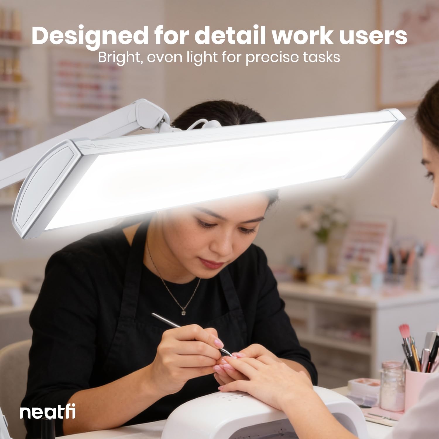 Neatfi Lampada da lavoro Ultra LED Touch Control, 45W, 270 LED SMD, larga 66 cm, 5 livelli di luminosità, dimmerabile (Bianco, Non-CCT con morsetto)