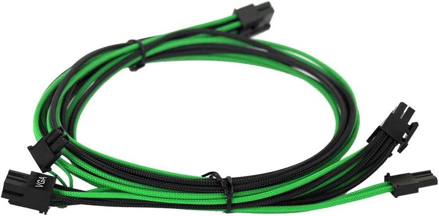 New Deal EVGA Black & Green 750-850 G2/P2/T2 Power Supply Cable Set, Individually Sleeved (100-G2-08KG-B9)