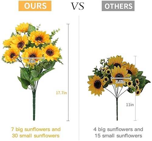 Amyhomie SYNCHKG098607 Artificial Sunflower Bouquets,2 Bunches Fake Wildflowers thumb #1