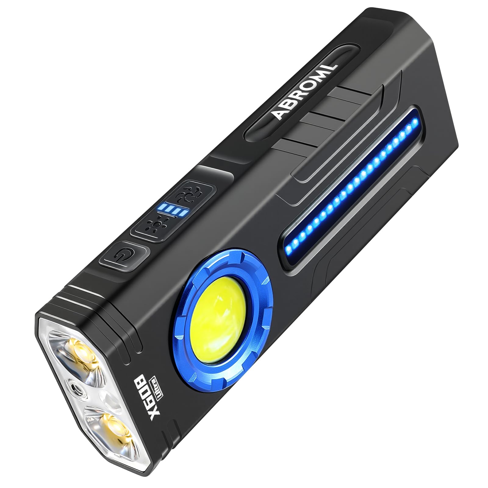 T9 PRO X608 Ultra- Torcia ricaricabile magnetica, 2800 lumen, con clip a LED, con luci RGB e UV, torcia tascabile per lavoro in campeggio