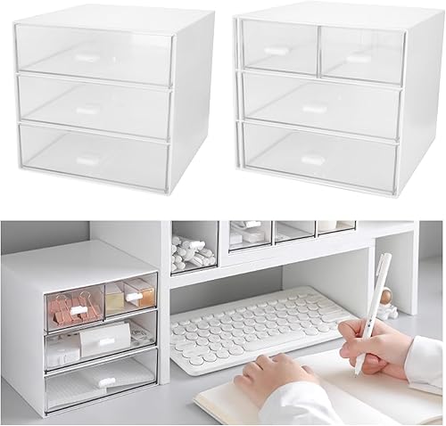 LANIAKEA Organizador pequeño con cajones, organizador de escritorio apilable, cajones de almacenamiento de plástico para oficina, tocador, encimera