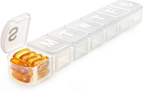 Miniatura 9 de MOLN HYMY Organizador semanal extra grande para píldoras de 7 días, XL, organizador de píldoras de 1 semana, organizador diario de medicamentos para