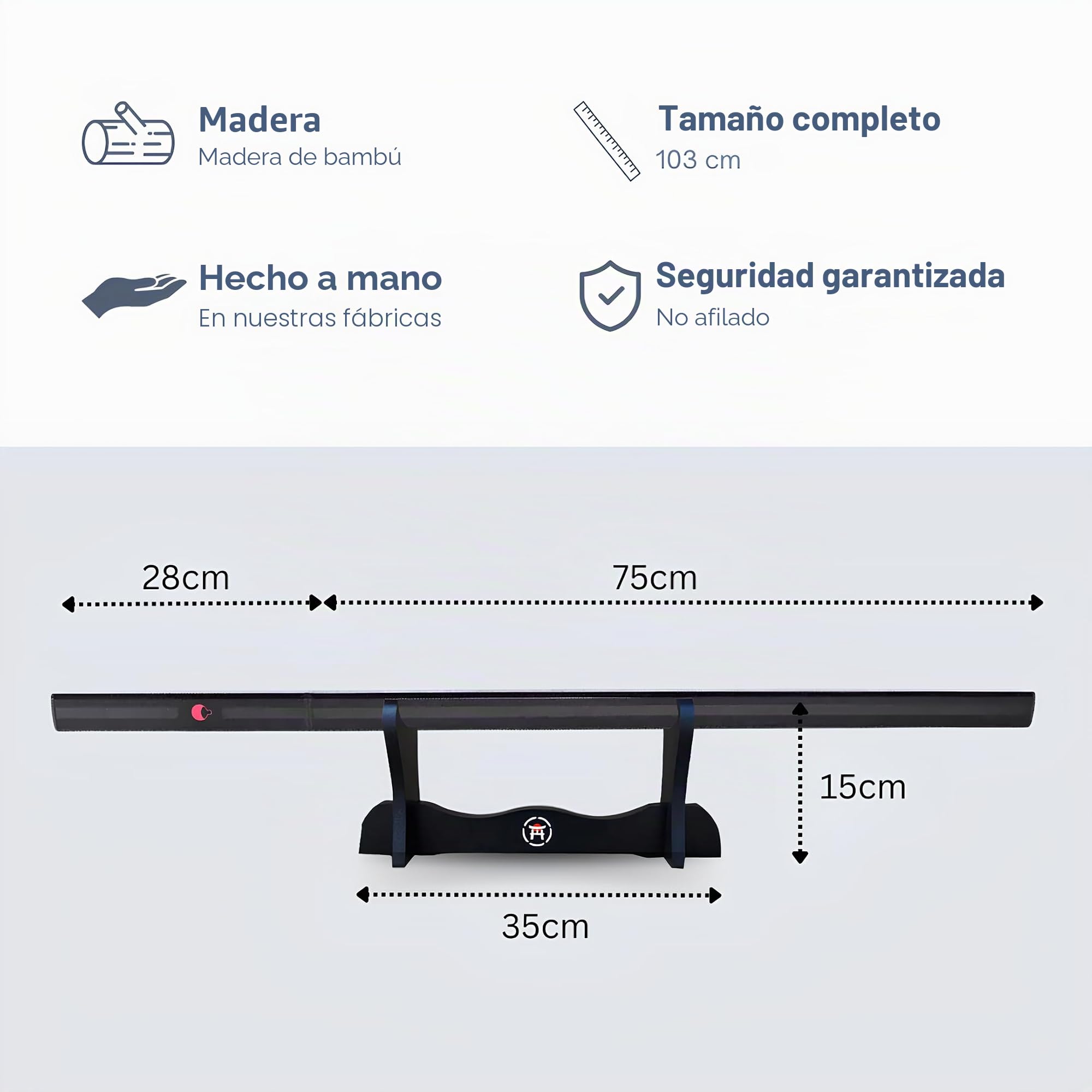 Accesorio de Cosplay de Madera con Soporte y Cinturón – Prop Decorativo Estilo Anime para Disfraces Adultos y Niños 103 cm